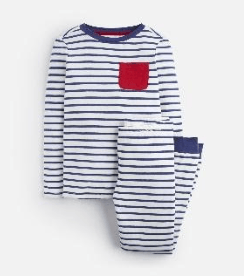 Z_ODRKIPWLL-CREMBLUSTP Blue and white striped pajama with red pocket  97% cotton 3% elastane 1 through 12